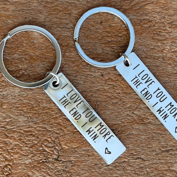 FLAPI 2 pcs Stainless Steel I love you more The End I win keychain - Picture 3 of 3